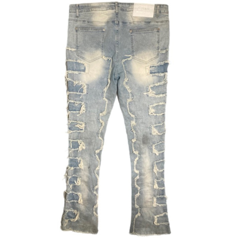 Guapi Jeans Men’s 36x37 Slim Super Stacked Distressed High Rise Blue Celebrity - Picture 2 of 9
